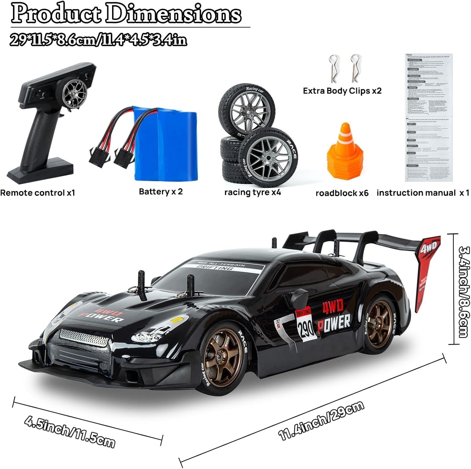 1:14 Full Scale RC Drift Car 4WD Pro Steering & Throttle Kids Adult Gift
