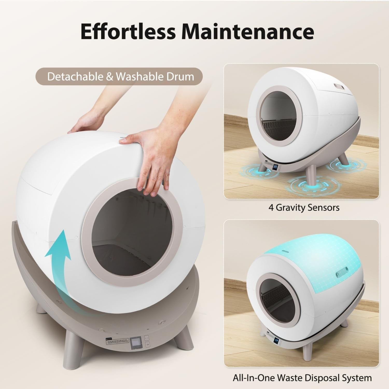 80L Self Cleaning Cat Litter Box App Control Multi Cat Auto Tray