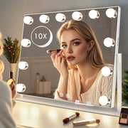 LED Makeup Mirror 50x40cm with 3 Light Modes, 10X Magnifier, Touch Control
