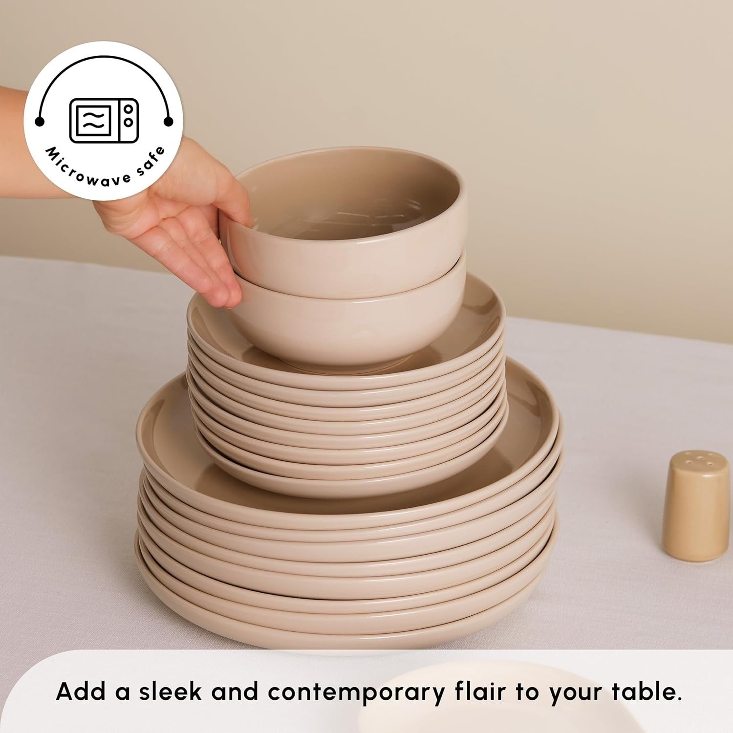 36 Piece Stoneware Dinner Set for 8 Plates Bowls Pasta Dishwasher Safe