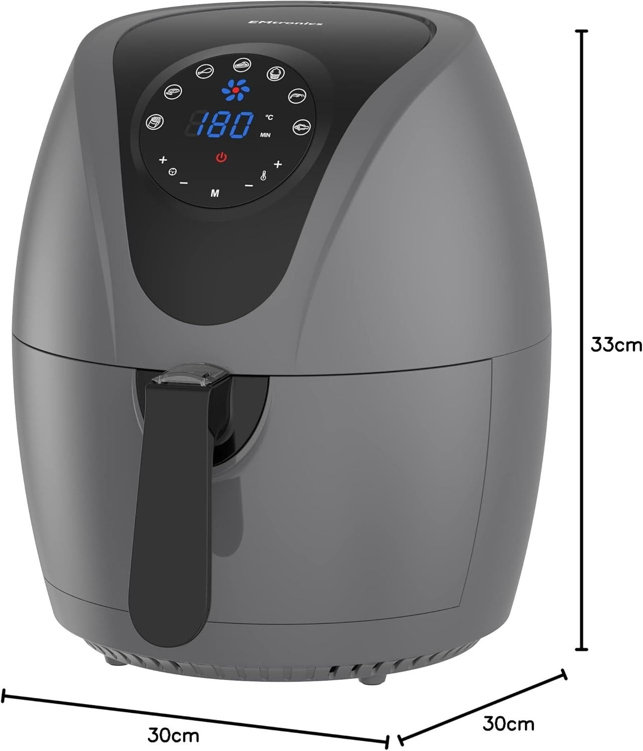 4.5L Digital Air Fryer | 1400W Oil-Free Cooking | 7 Presets |  Grey Finish