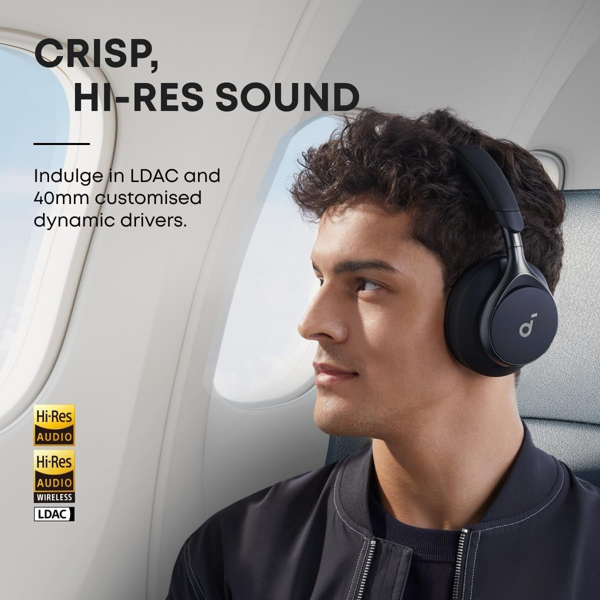 Wireless ANC Headphones Over-Ear, 40H Playtime, Hi-Res Audio, App Control