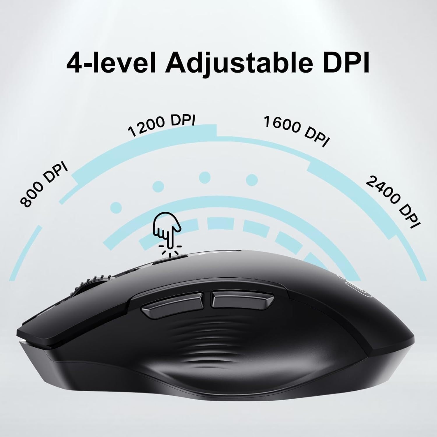 Rechargeable Wireless Mouse Visible Battery Display Adjustable DPI USB Laptop