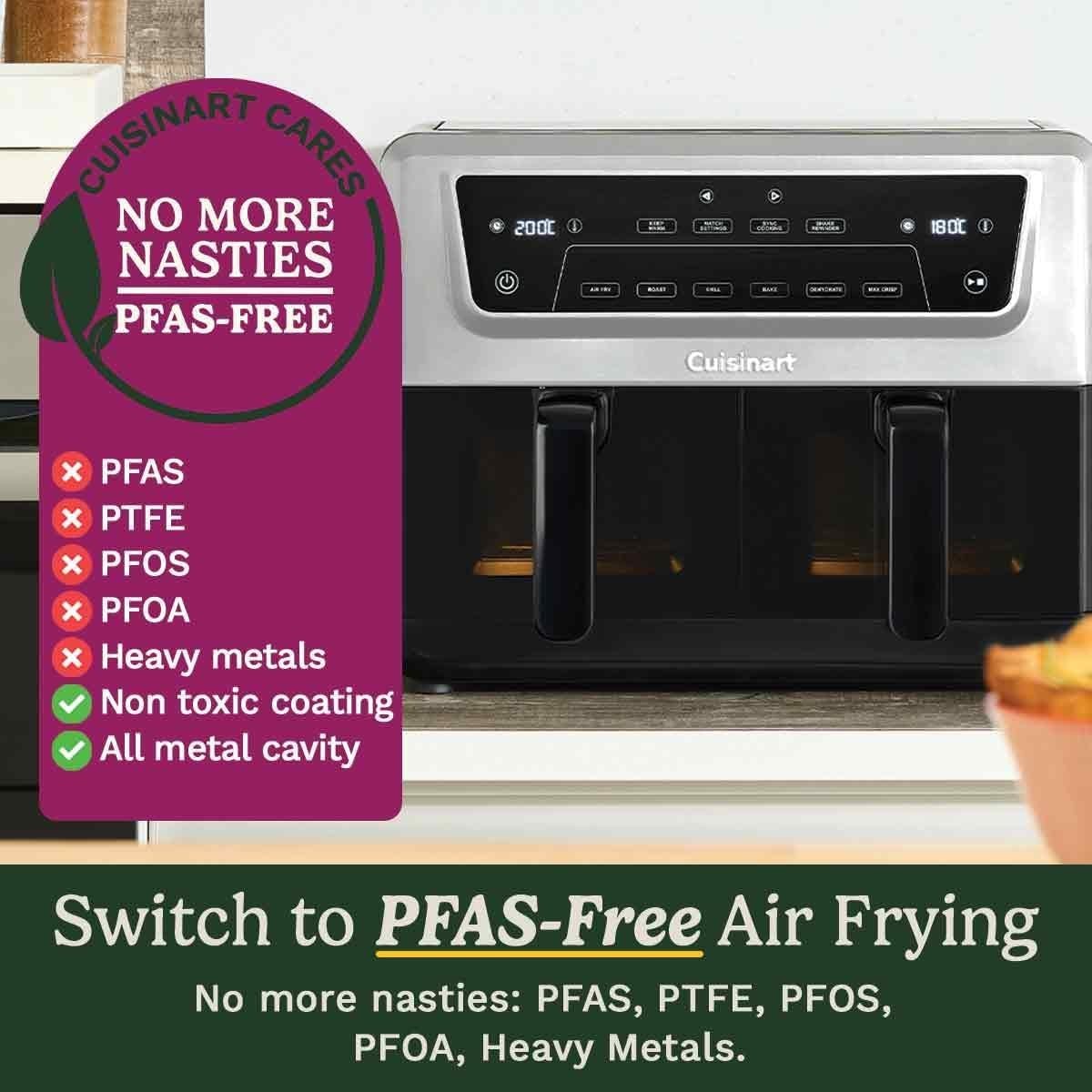 10.4L Dual Drawer Air Fryer PFAS Free 2x5.2L Windows Max Crisp 6in1