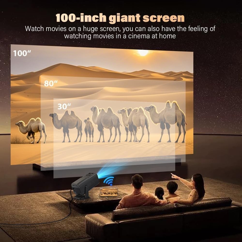 4K Mini Smart Projector WiFi 6 Bluetooth Android Portable Bedroom