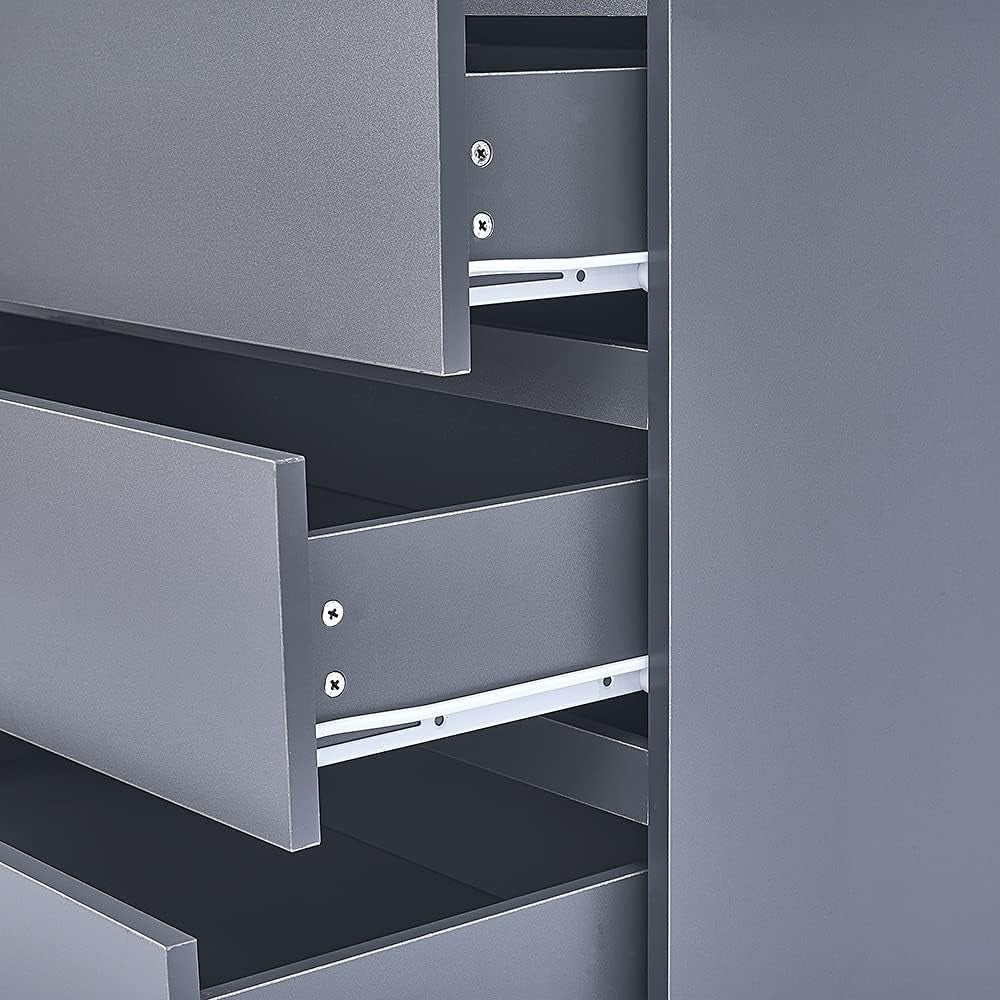 Grey 4 Drawer Chest Modern Bedroom Storage Unit Cabinet with Metal Runners