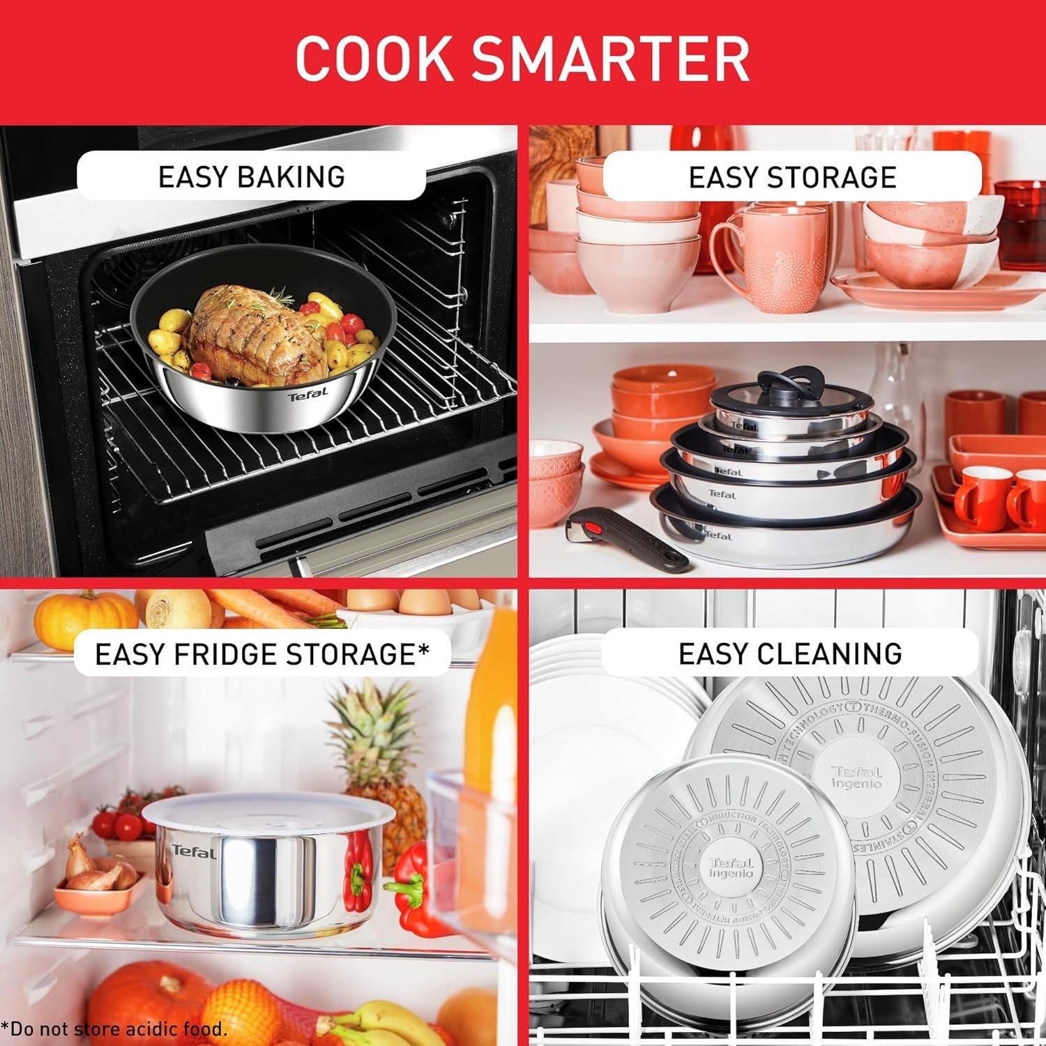 20Pcs Stackable Stainless Steel Cookware Set with Detachable Handles & Lids
