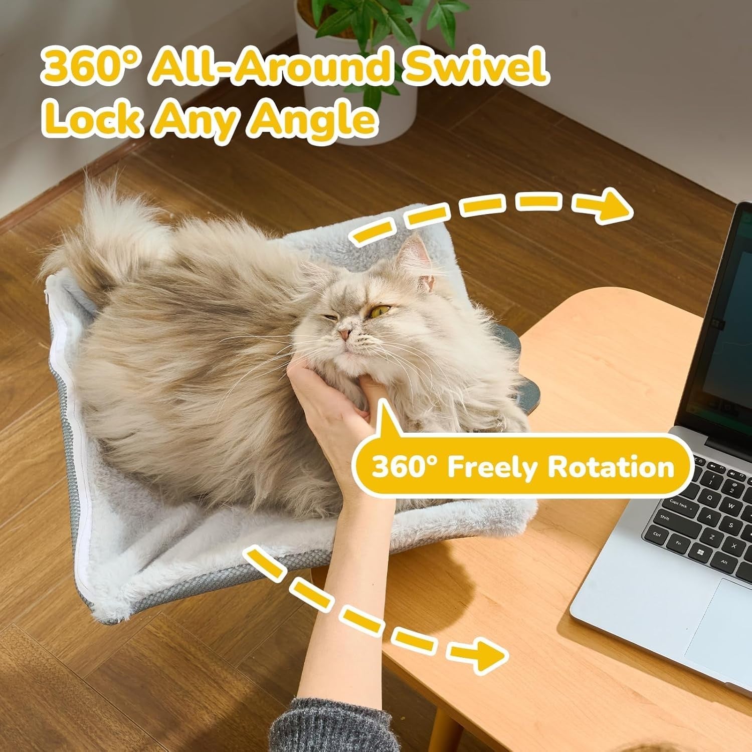 Rotating Desk Cat Bed Square Cat Hammock Clamp On Desktop Perch