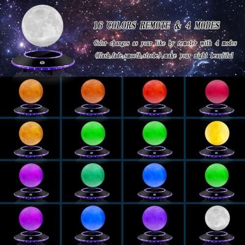 3D Printing Levitating Moon Lamp 16-Color Floating LED Touch-Control Night Light