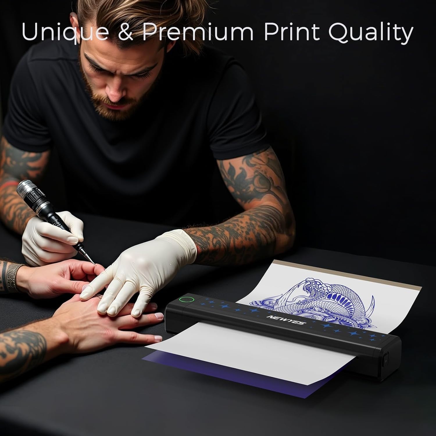 Black Portable Tattoo Stencil Printer Automatic Sharp Detail 8x10