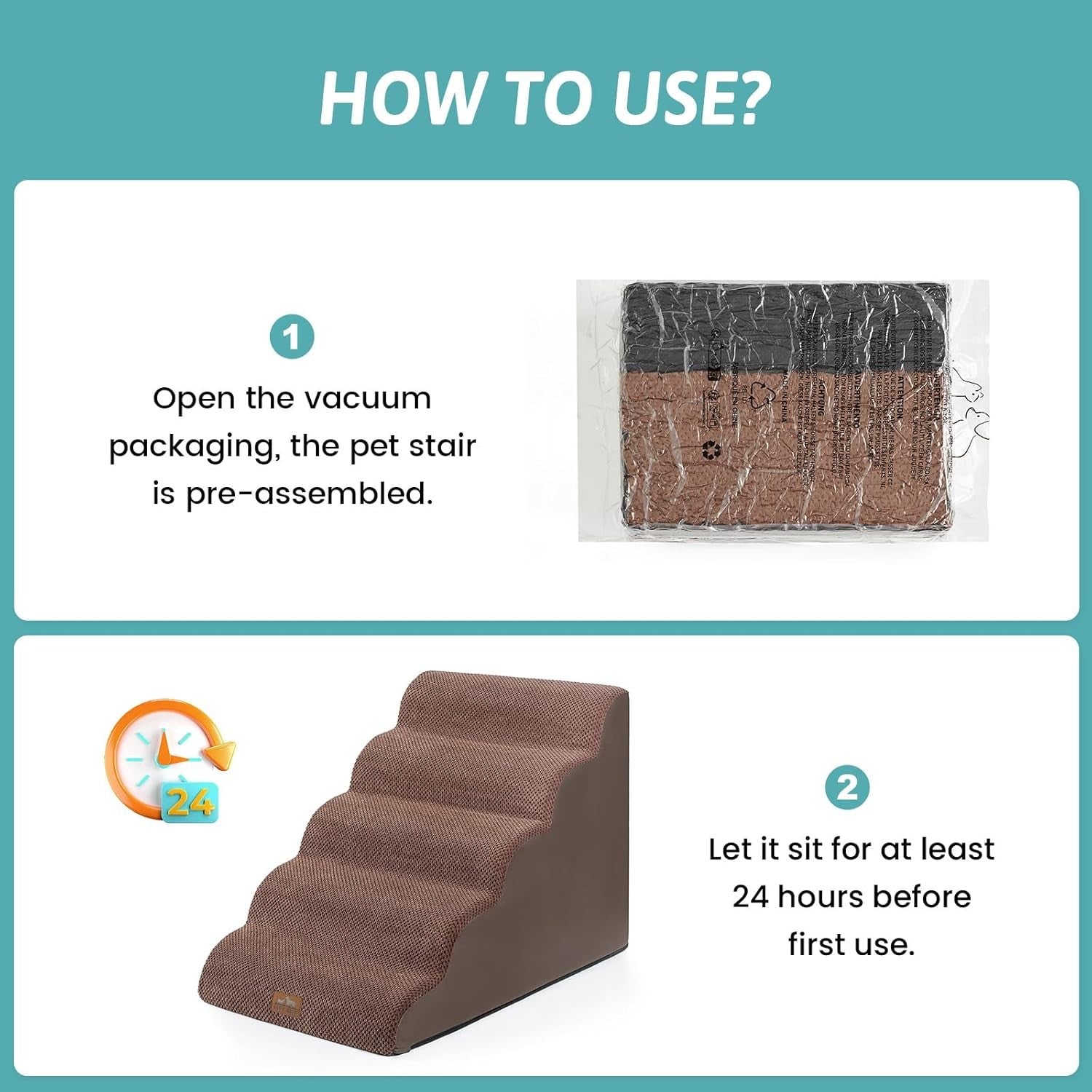 5‑Tier Non‑Slip High Density Foam Dog & Cat Stairs 19.7×33×22.4 in Ramp