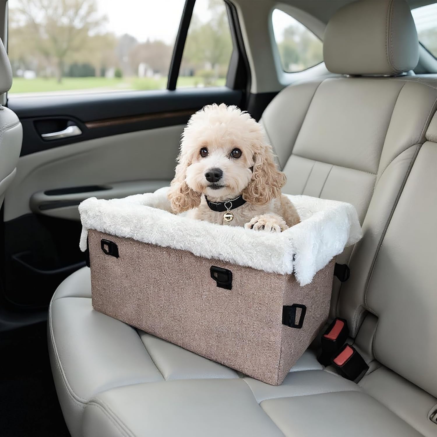 Dog Car Seat Console Booster Bed Safety Buckle Pet Carrier Cushion