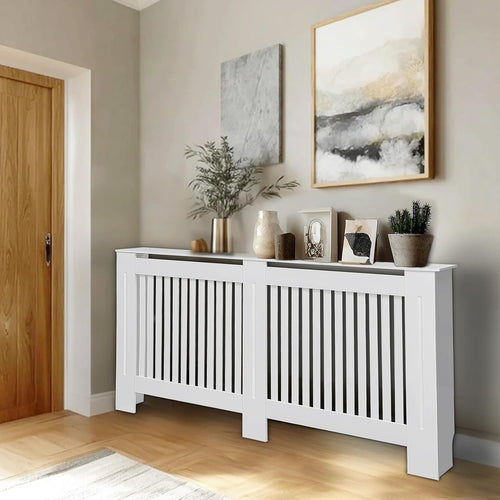 Extra Tall White Radiator Cover Cabinet 101cm High MDF Horizontal Heater Cover