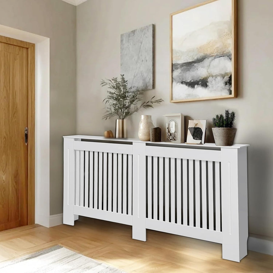 Extra Tall White Radiator Cover Cabinet 101cm High MDF Horizontal Heater Cover