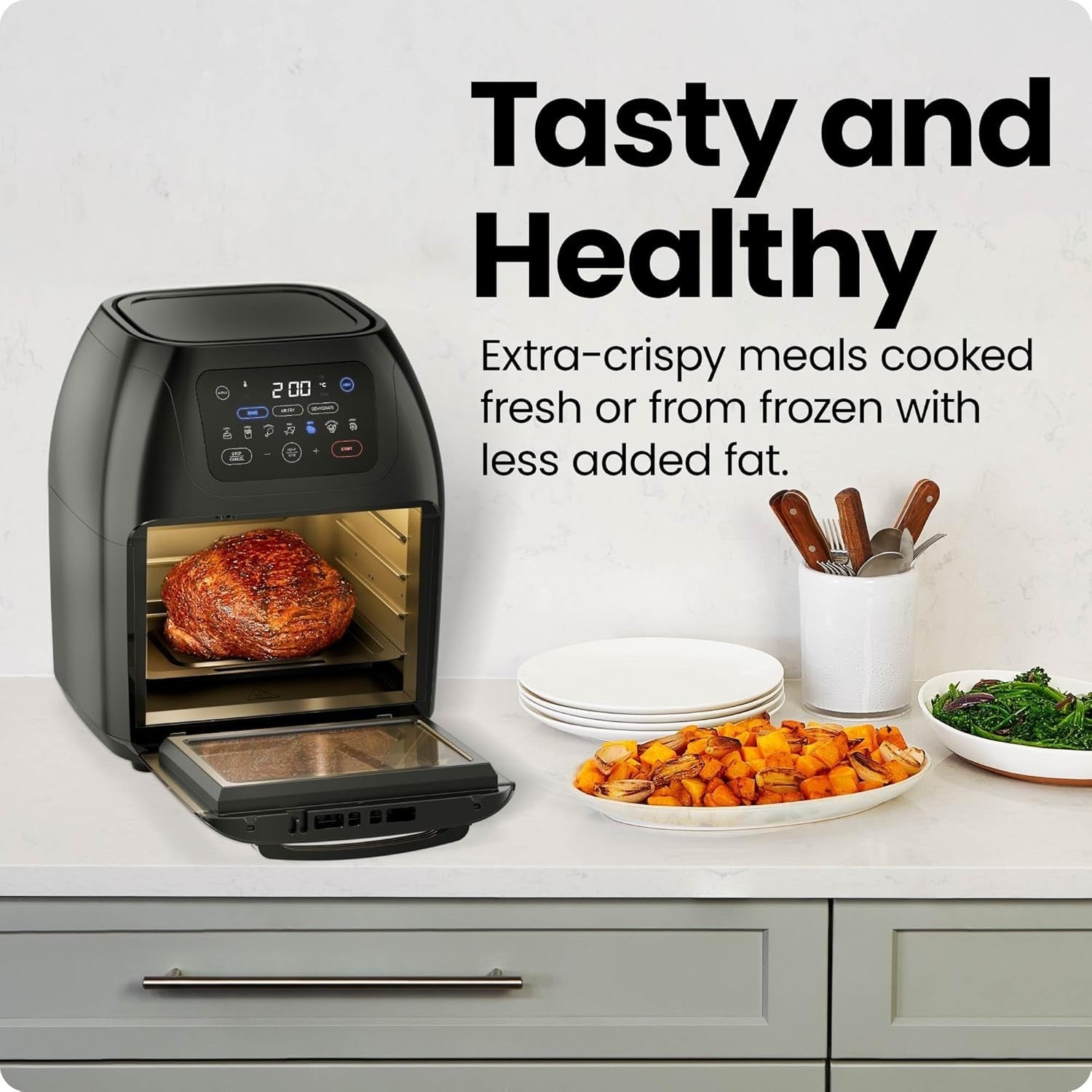 10L Air Fryer Oven w/Rotisserie | 17 Presets | Fast Cooking | Large Family Size