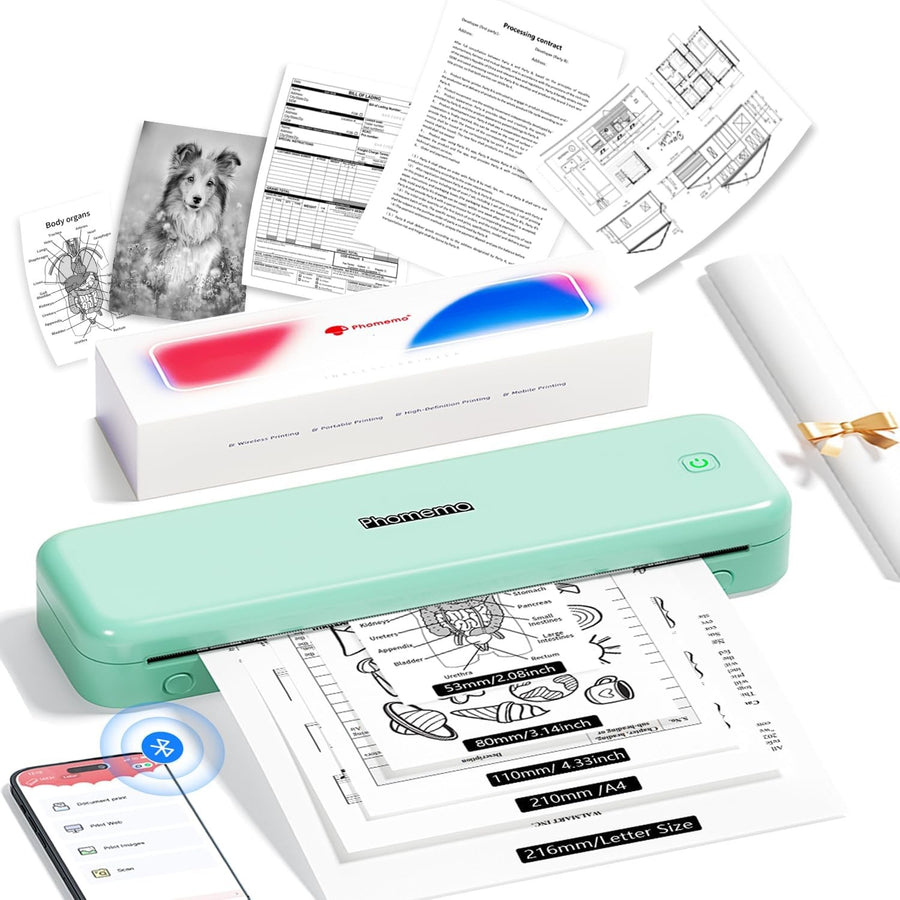 Portable A4 Thermal Printer 300DPI Bluetooth Inkless Mobile