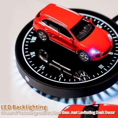 Levitating Car Display, Magnetic Floating 360° Rotating LED Desk Model