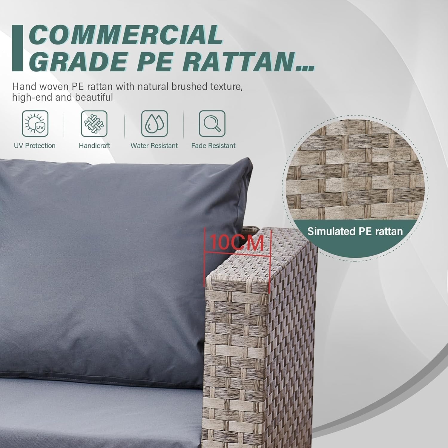 5-Seater Rattan Garden Sofa Set with Glass Table - Durable Outdoor Patio