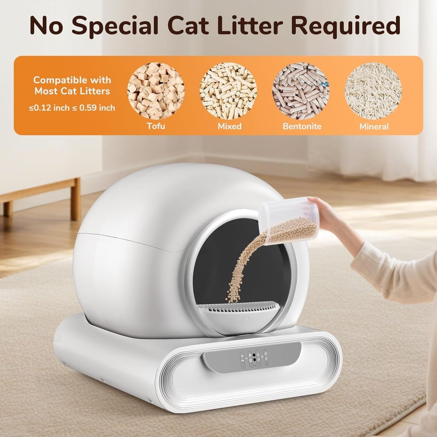 Self Cleaning Cat Litter Box XXL APP Control Stainless Steel 65L 9L