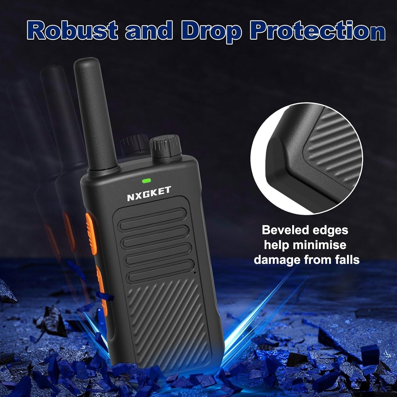 Long Range PMR446 Walkie Talkies Rechargeable 16 Channel 4 Pack
