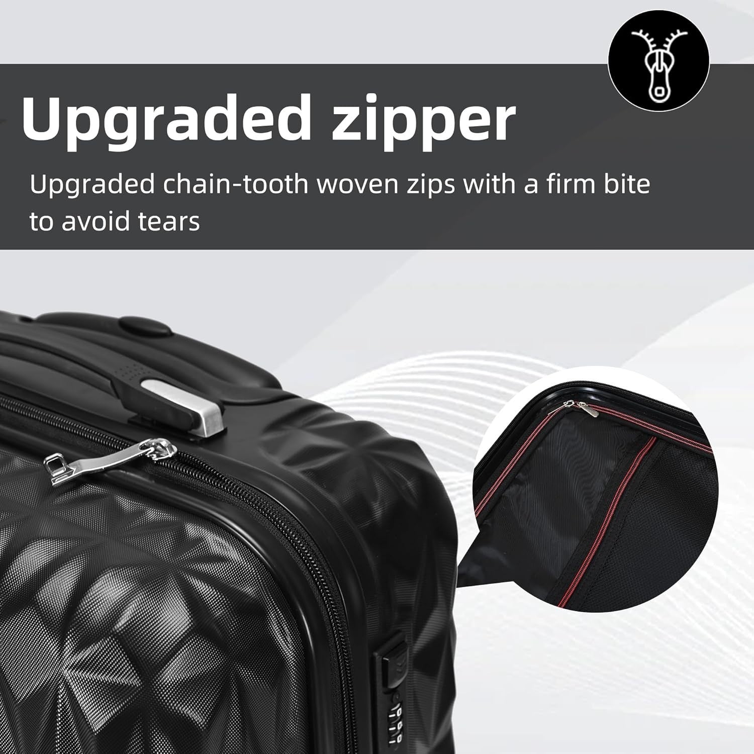 Medium 24 Inch ABS Hard Shell Check In Suitcase 4 Dual Spinner Wheels Black