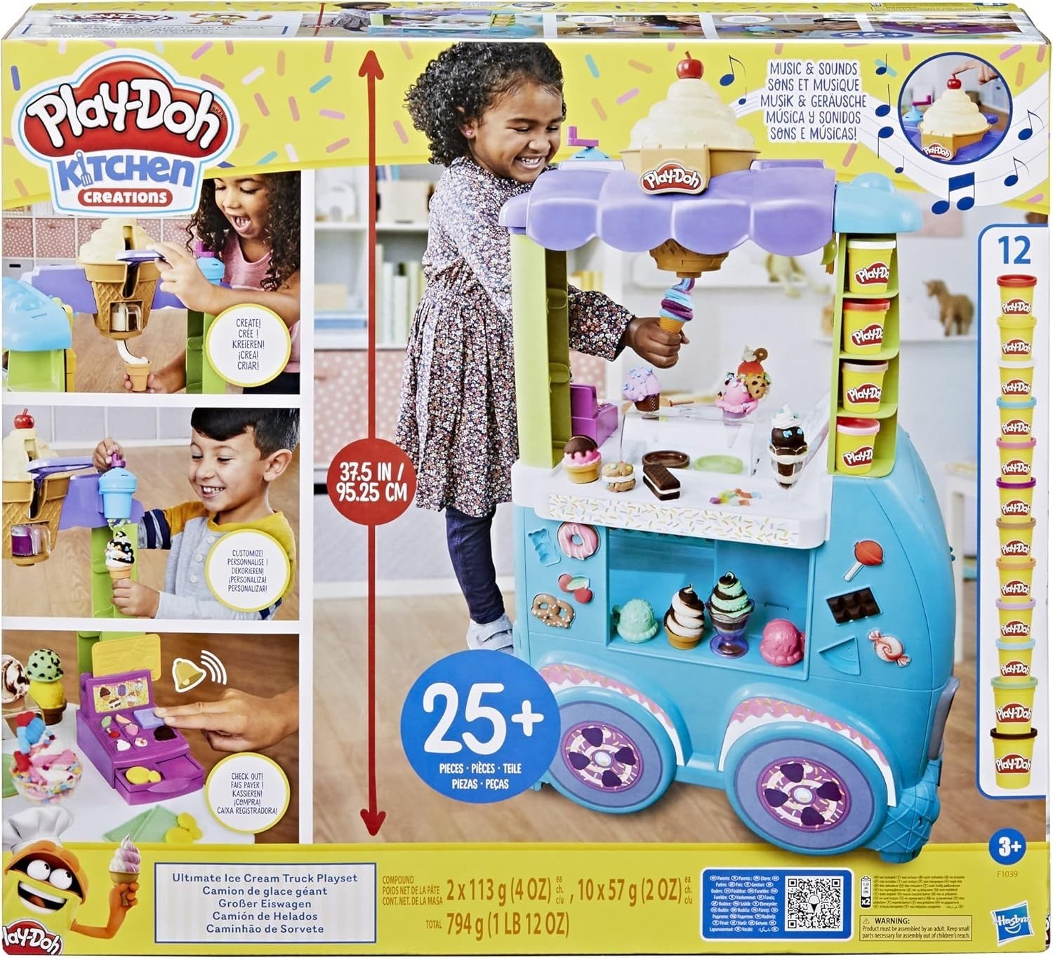 Kids Ice Cream Truck Playset Play Dough Kitchen Van Sounds 27 Accessories