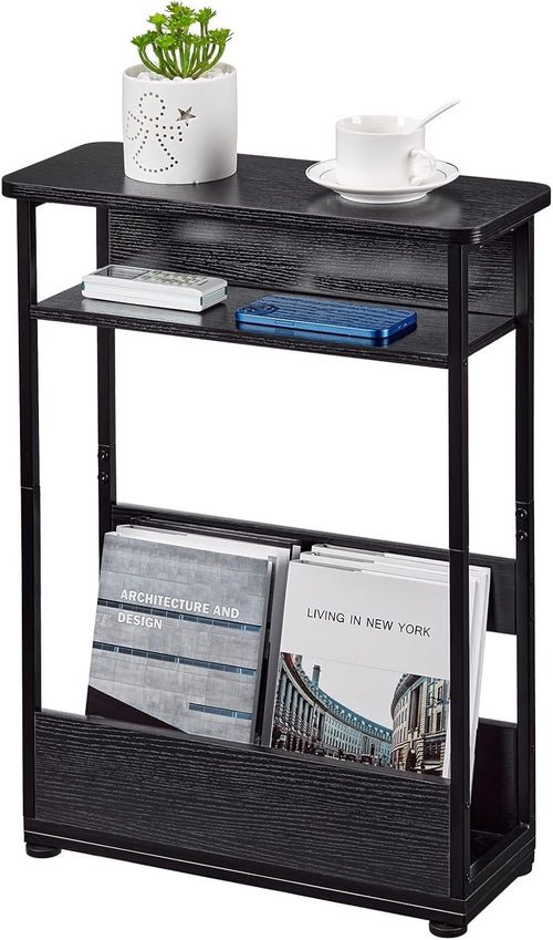 Slim 3-Tier Narrow Side Table with Storage Shelf 46x18x62.5cm Space-Saving