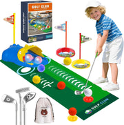 Kids Golf Set w/ Automatic Ball Return, Putting Mat & Clubs Indoor Outdoor