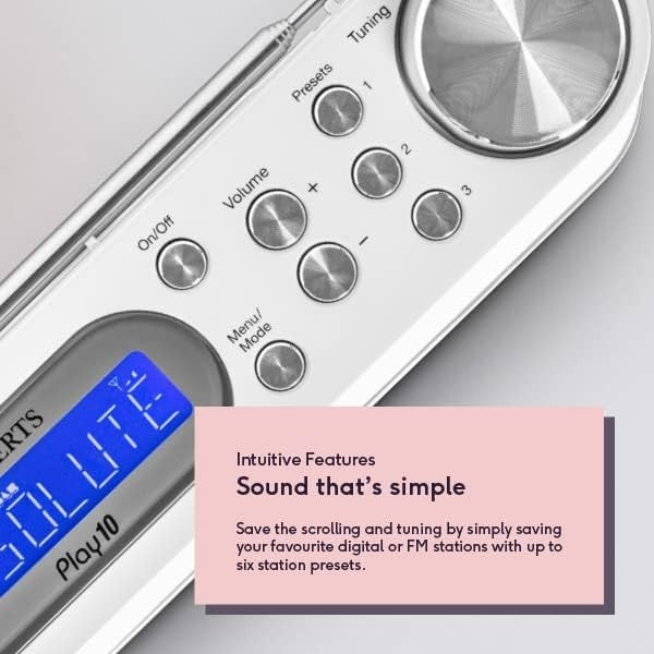 Portable DAB+ FM Digital Radio Alarm Clock White Battery Powered