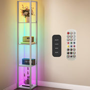 LED Floor Lamp with Shelves Dimmable Remote Control Modern Corner Light