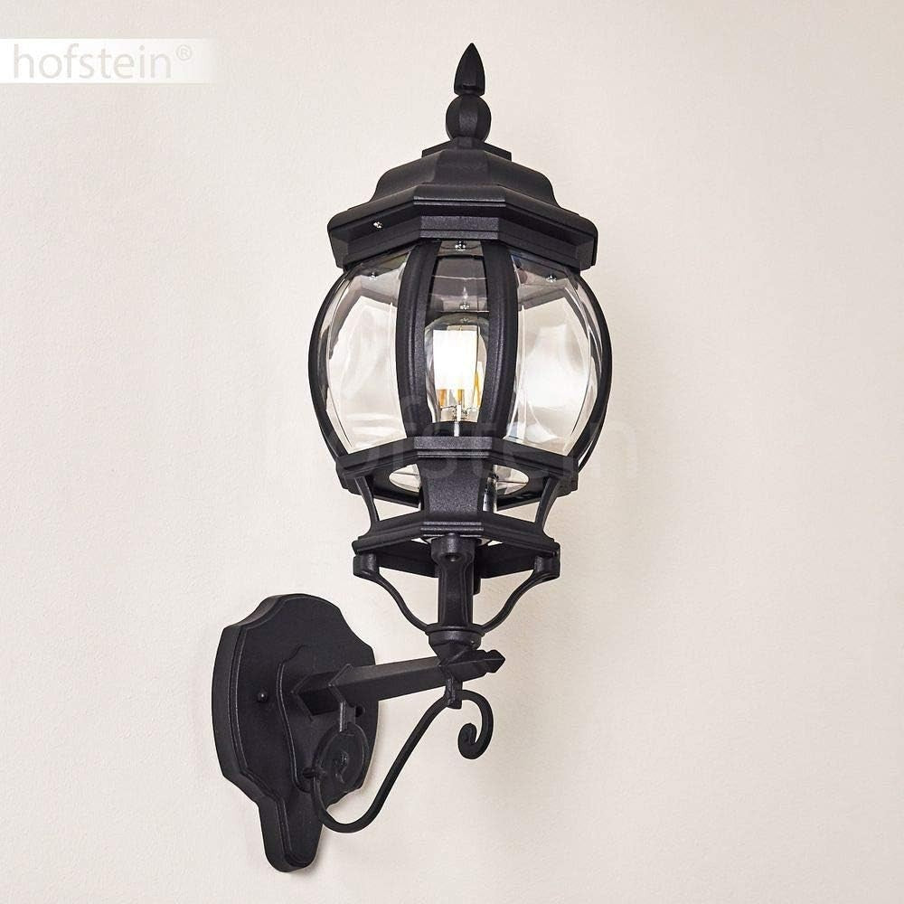 Outdoor Wall Lamp Lentua, Black Aluminum, E27 Socket, Vintage Garden Light