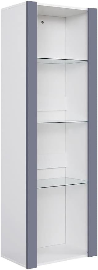 Tall Gloss Display Cabinet with RGB LED Lights & Glass Shelves, 166cm