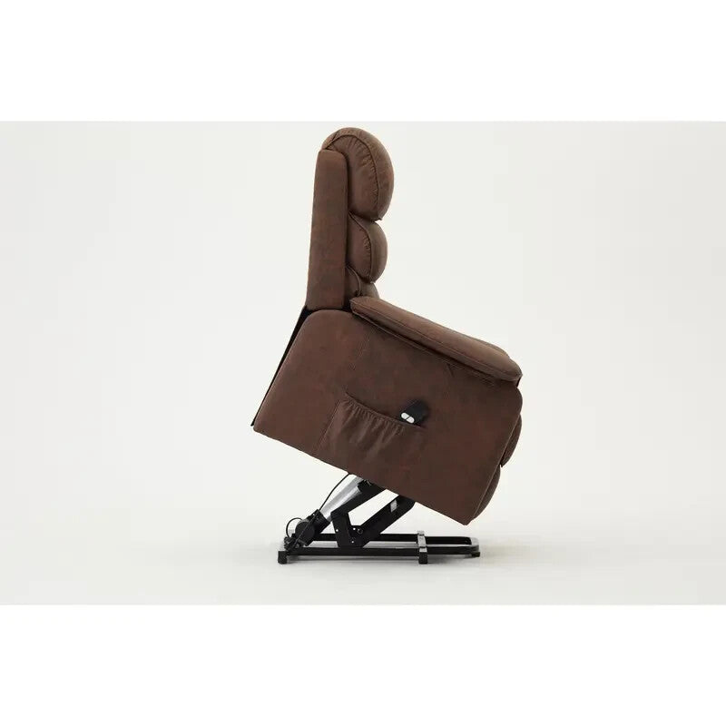Brown Electric Riser Recliner Armchair with Lift & Remote | Faux Leather