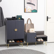 Grey Shoe Storage Bench with Cushion, Compact Hallway Entryway Cabinet