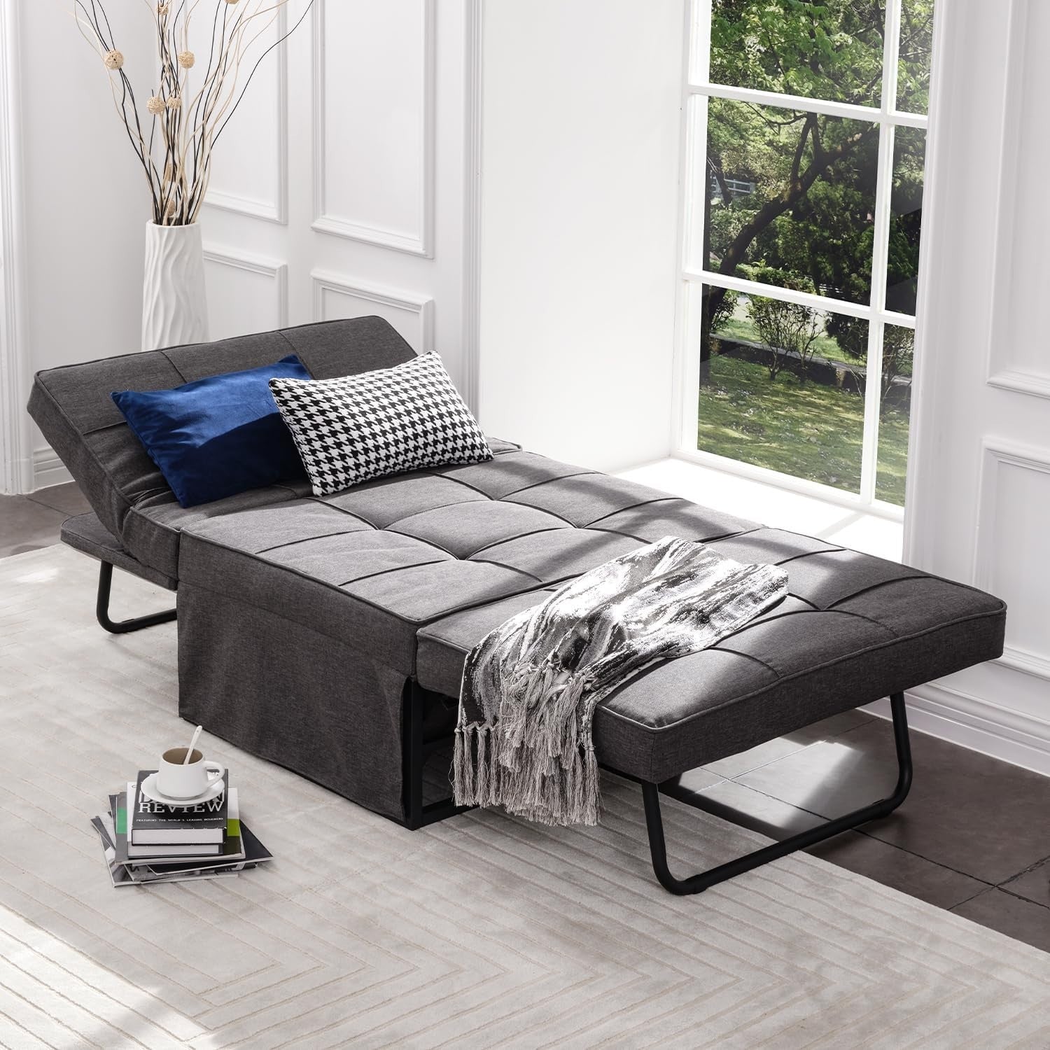 4-in-1 Sofa Bed Chair Single Sleeper Guest Bed Recliner for Small Spaces
