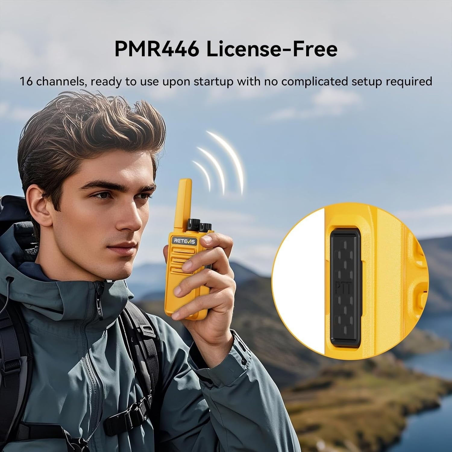 PMR446 Walkie Talkies 4 Pack Rechargeable VOX Radio w Earpieces USB