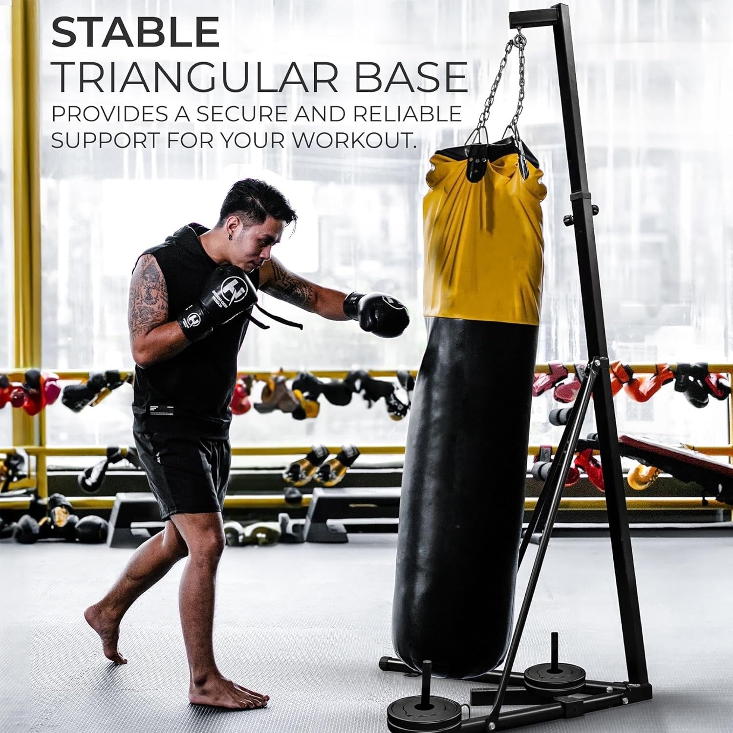 Folding Punch Bag Stand Heavy Duty Adjustable Boxing Frame 68kg