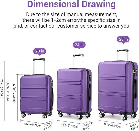 Compact Cabin Travel Case 20” ABS+PC Hard Shell Spinner TSA Lock