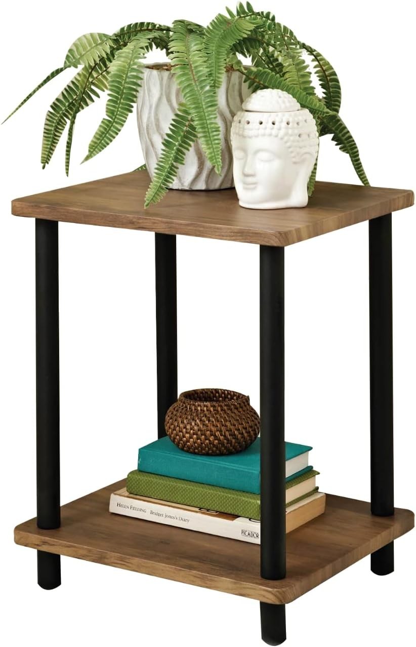 2 Tier Side Table with Storage Small Nightstand Coffee Table 34x29x41cm