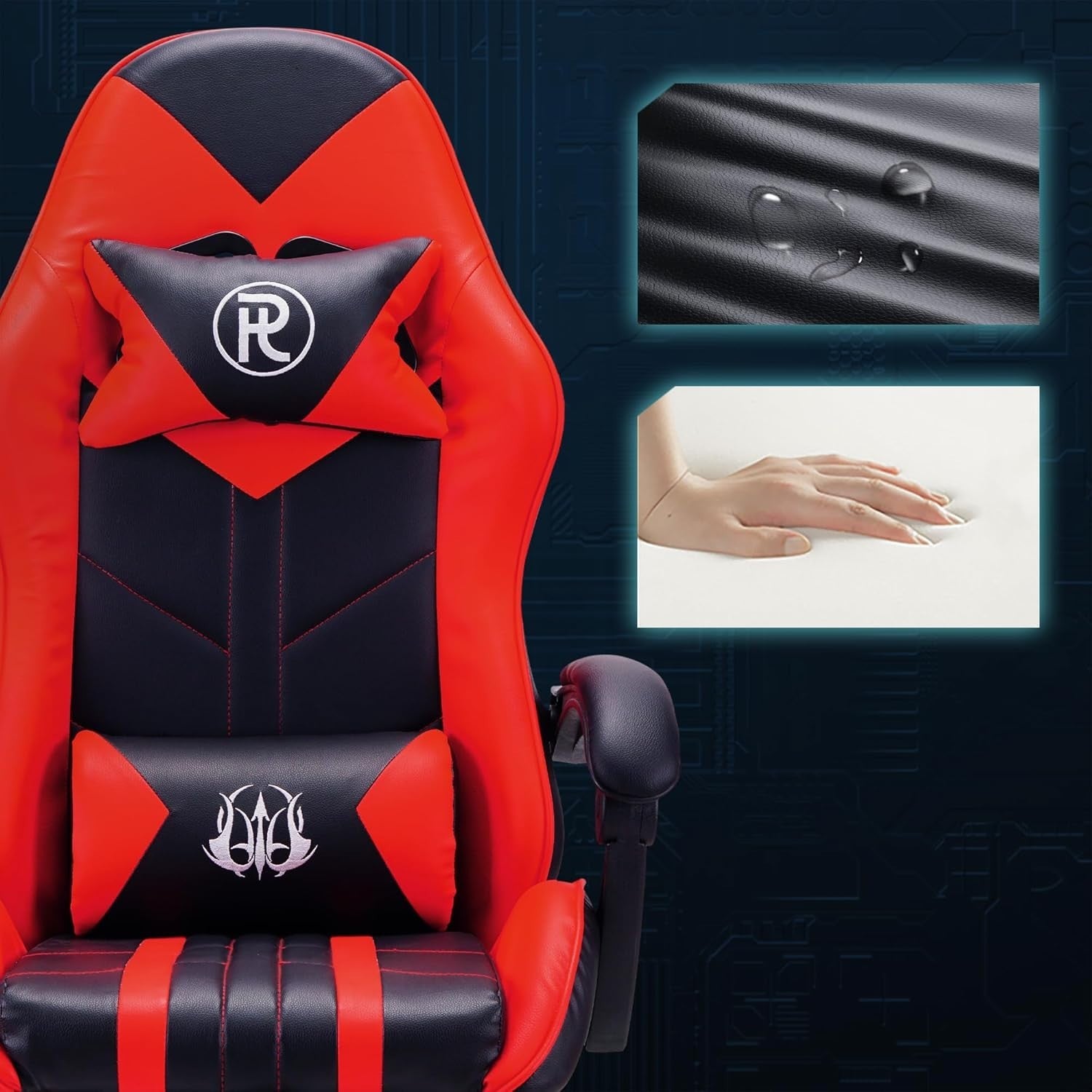 Ergonomic Red Gaming Chair Office Computer Racing Seat Adjustable Foot Rest New