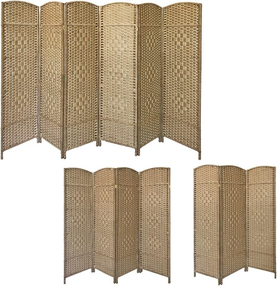 4 Panel Natural Wicker Folding Room Divider Handwoven Privacy Screen 170cm
