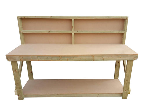 6ft Heavy Duty Wooden MDF Workbench with Back Panel – Strong Workshop Table