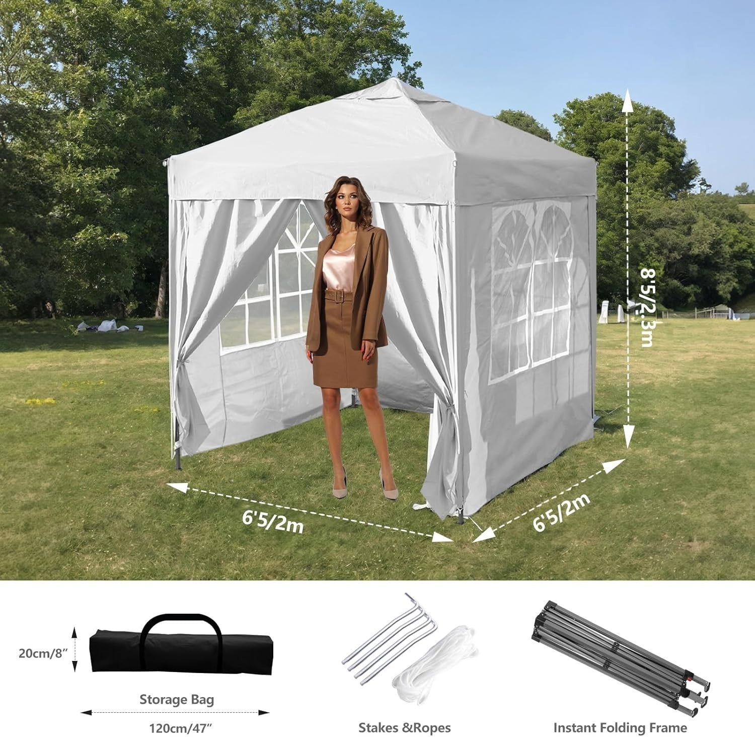 3x6M White Pop Up Gazebo With Sides Waterproof Heavy Duty Garden Party Tent Marq