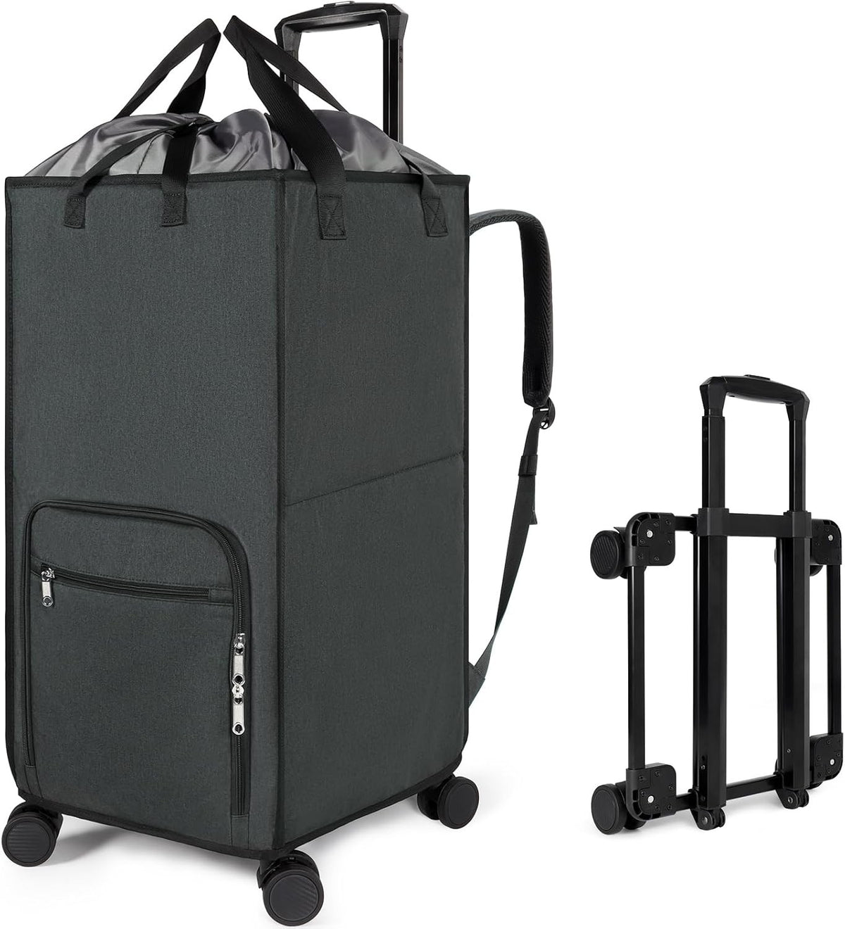 90L Rolling Laundry Basket with Wheels Large Collapsible Hamper Bag & Cart Grey