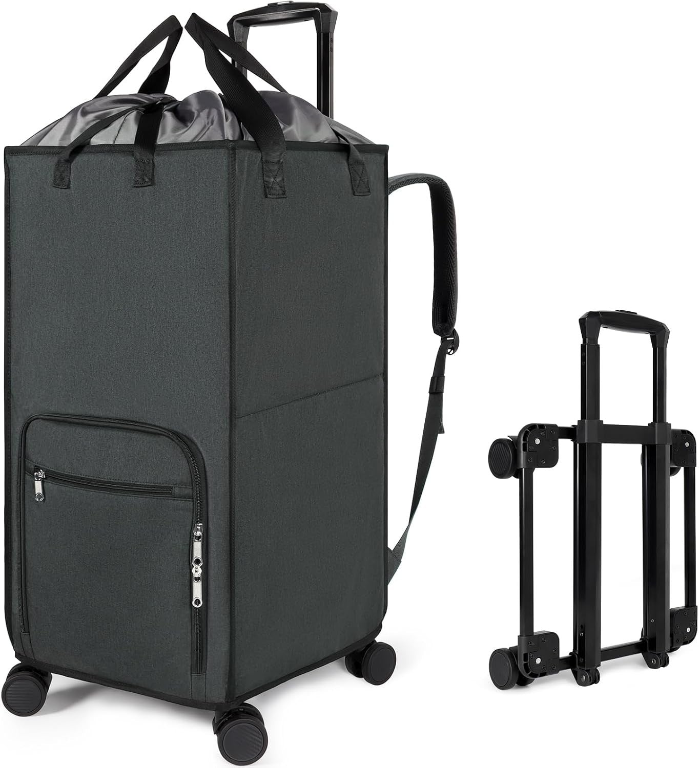 90L Rolling Laundry Basket with Wheels Large Collapsible Hamper Bag & Cart Grey