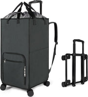 90L Rolling Laundry Basket with Wheels Large Collapsible Hamper Bag & Cart Grey