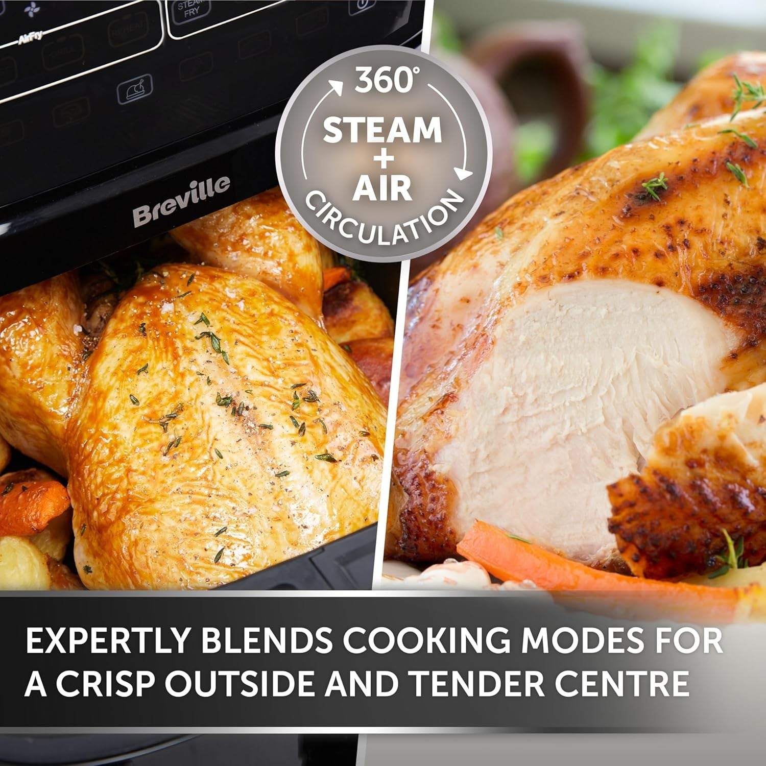 7L Steam Air Fryer Digital 1700W SteamFry Tech Energy Efficient Fry Bake Grill