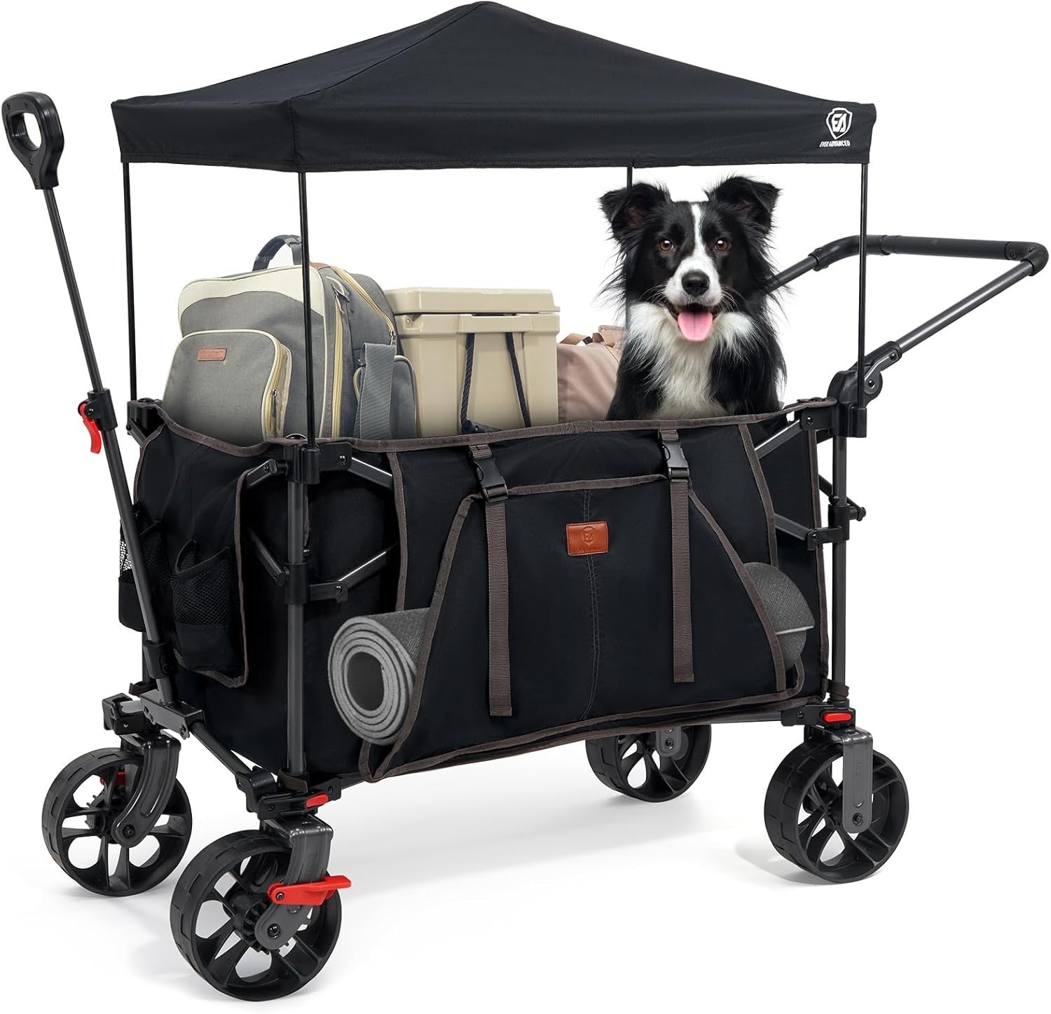 225L Folding Camping Wagon Trolley Heavy Duty Garden Cart with Canopy Wheels