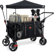 225L Folding Camping Wagon Trolley Heavy Duty Garden Cart with Canopy Wheels