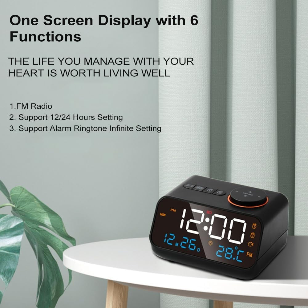 Large LED Digital Alarm Clock Dual Sleep Timer Sound Machine Dimmer